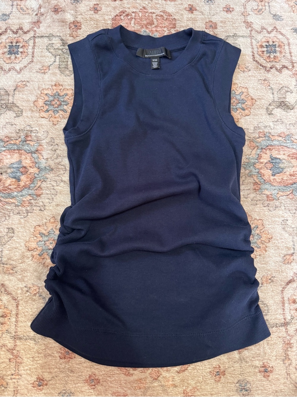 White House Black Market Navy Ribbed Sleeveless Tank